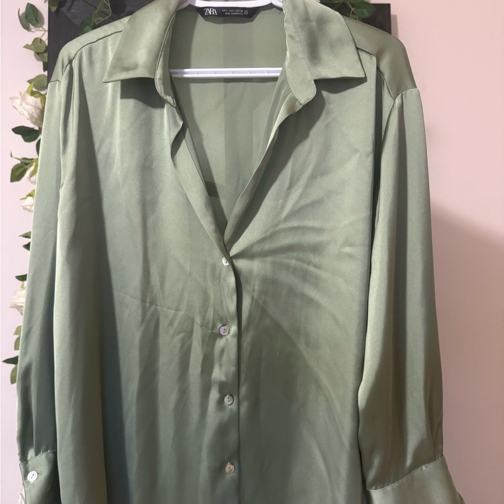 Zara Green Button Down Shirt